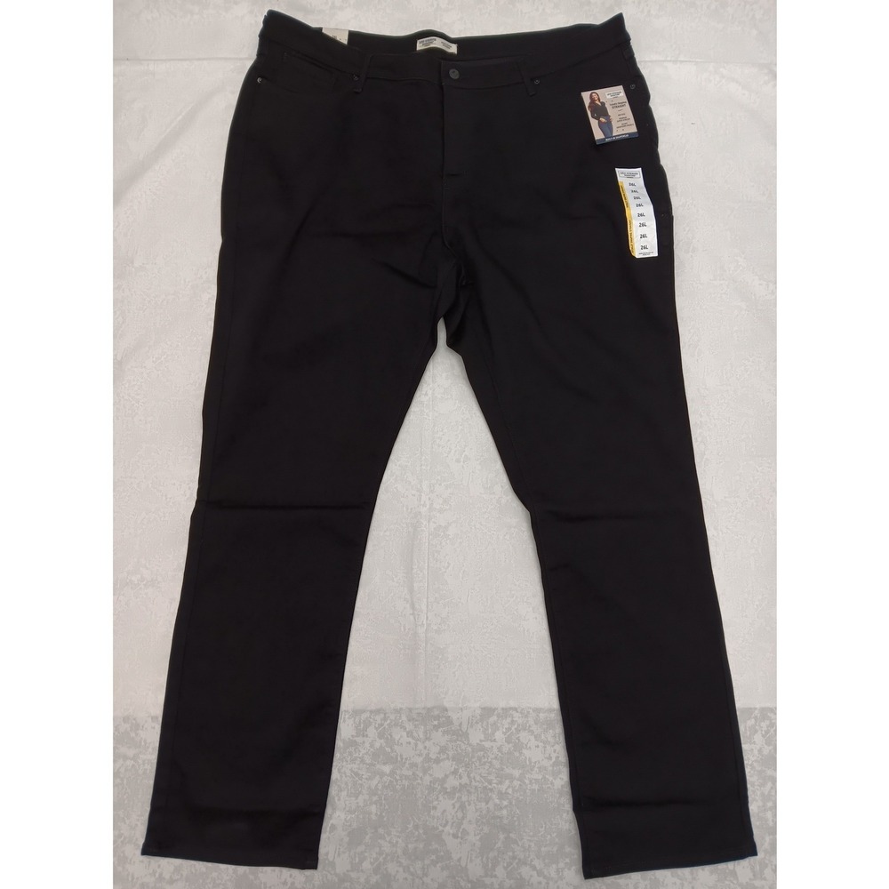 NEW Levi Strauss Sig Gold Totally Shaping Straight Pants Black 26L Plus Long